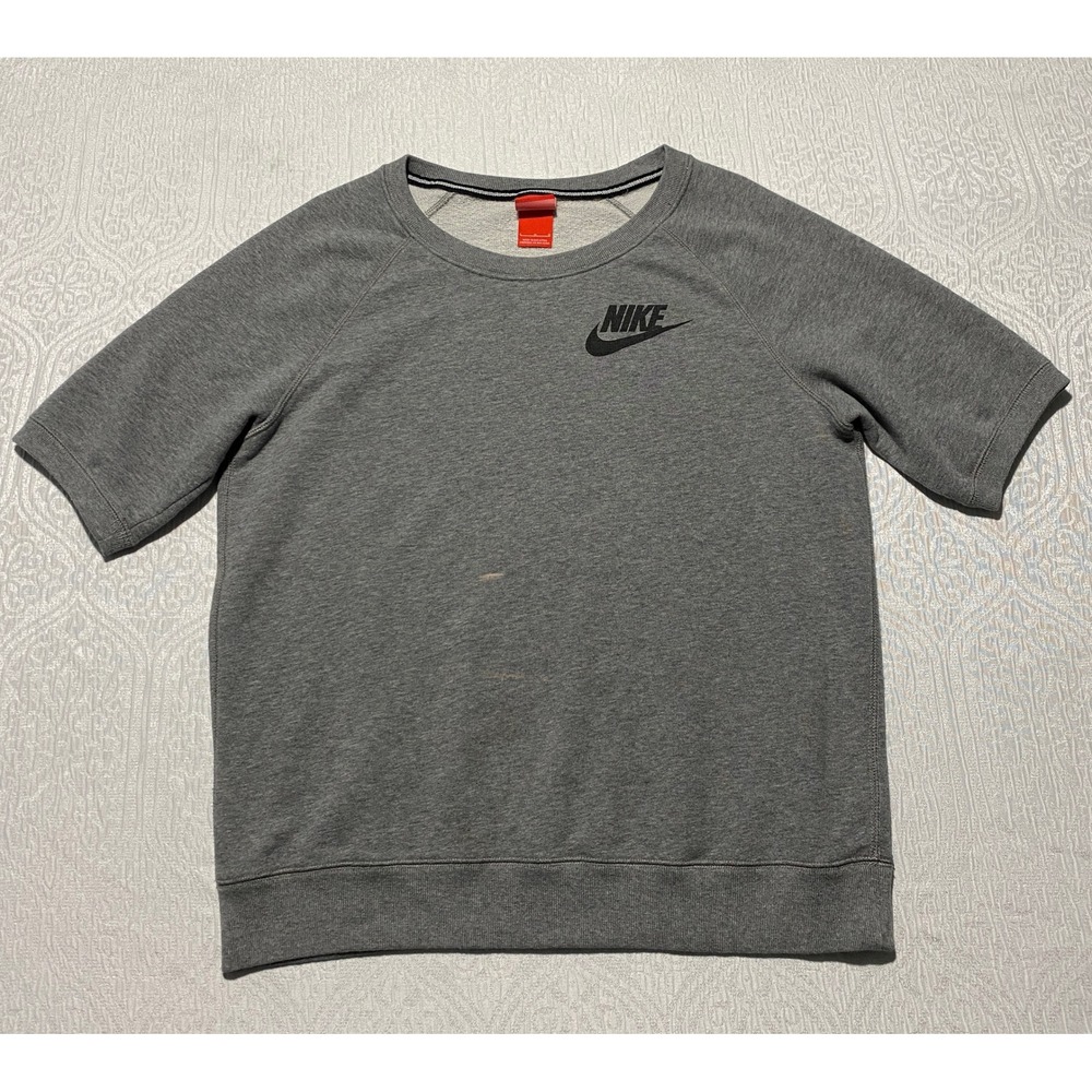 Nike Women's Size L Rally Crew Tee Sweatshirt Gray Short Sleeve 728200-091